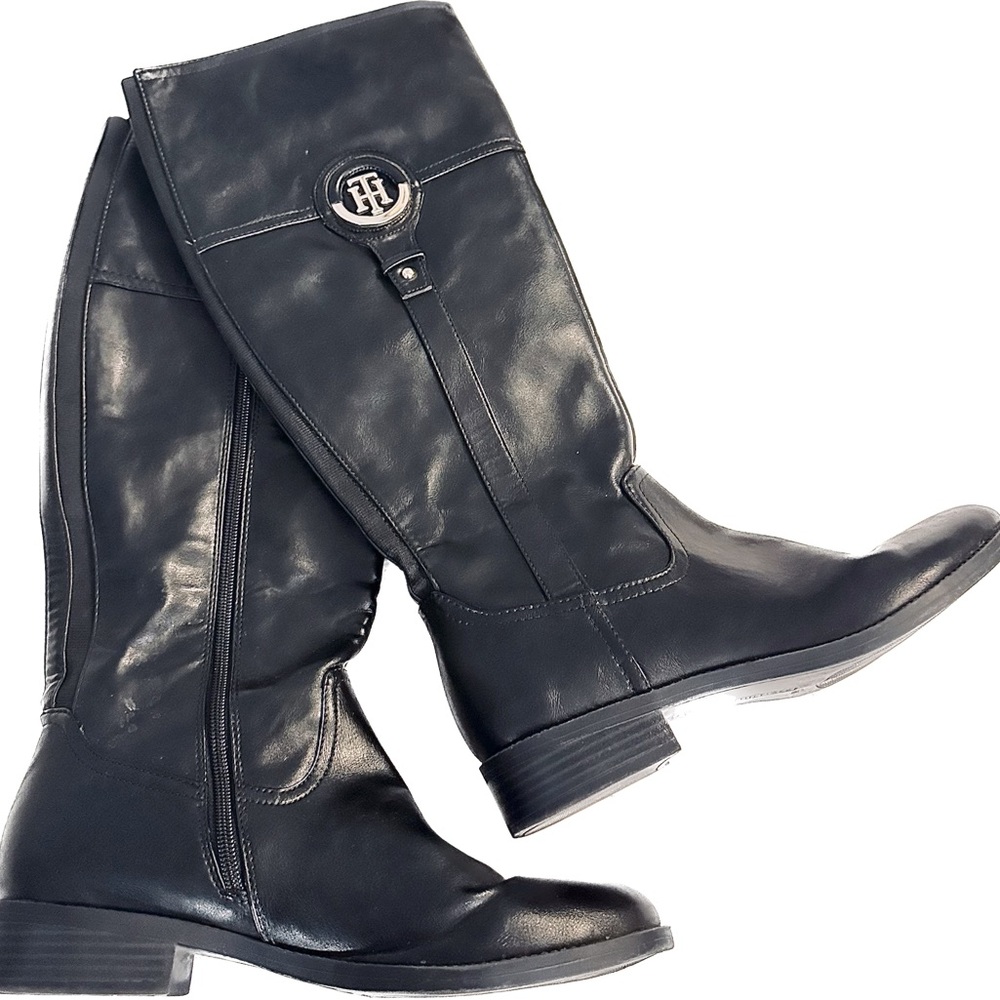 Tommy Hilfiger Idina 2 Riding Boots Black Leather Size 9.5